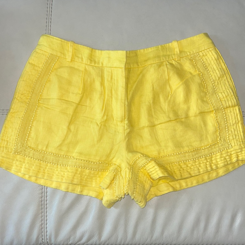 J Crew Size 12 Yellow Linen Shorts